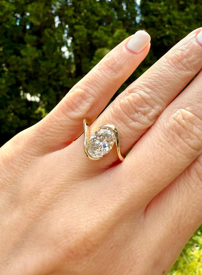 Elegant Oval Lab-Grown Diamond Bypass Ring