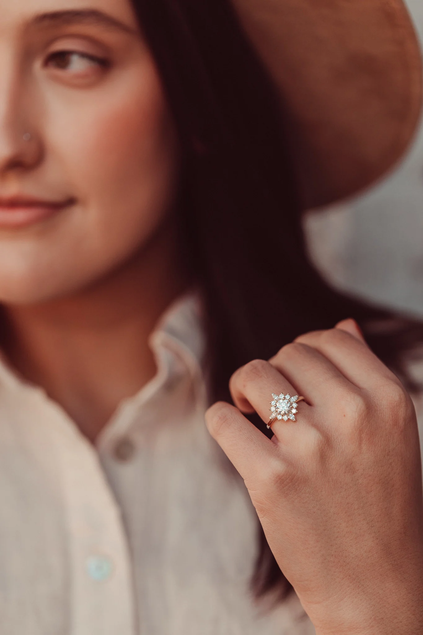 Lab Grown Diamond Round Flower Ring