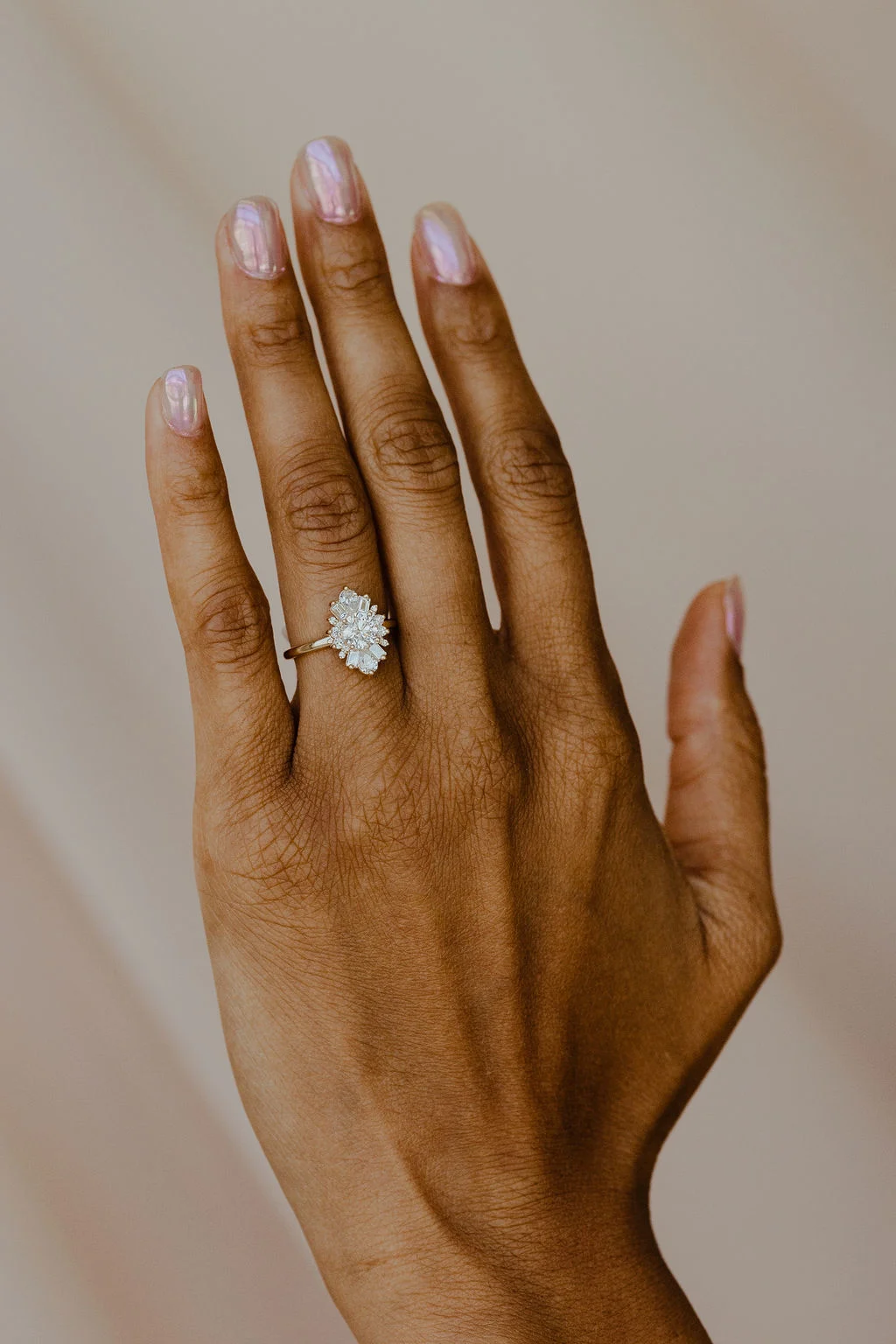 Mixed Cut Cluster Diamond Engagement Ring