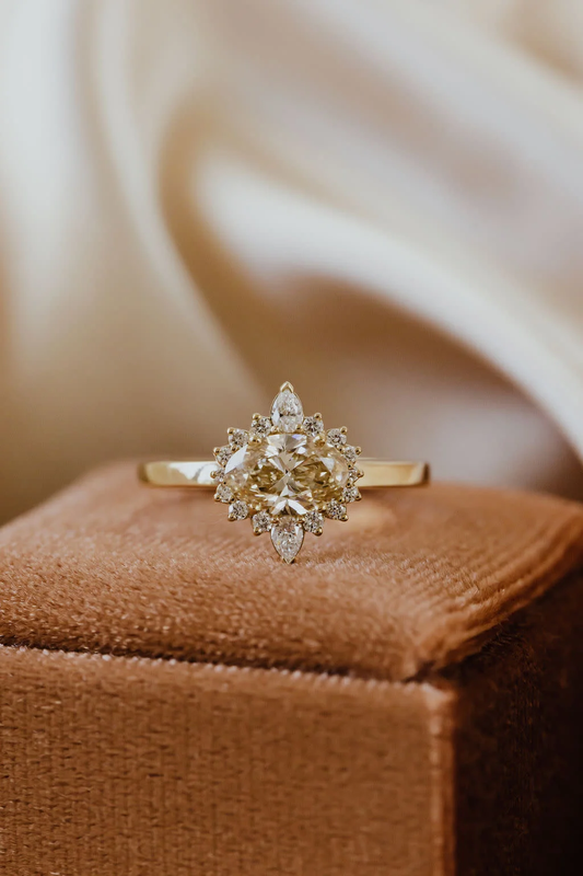 Champagne Oval Main Diamond Ring