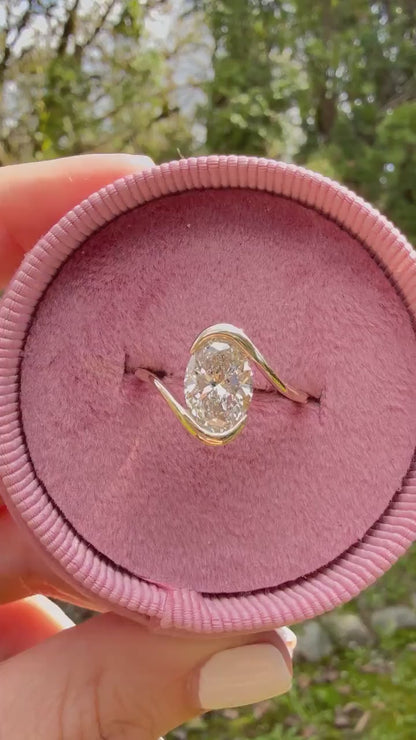 Elegant Oval Lab-Grown Diamond Bypass Ring